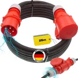 maxgo netbote24® Starkstrom 25m CEE Verlängerungskabel Starkstromkabel 32A 400V Gummileitung H07RN-F 5g4mm2 Baustelle 22KW robuste IP44 für Außenbereich