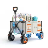 Litheli Elektrowagen Bollerwagen faltbar, Handwagen faltbar mit Motor & Bremsen, 150L 60KG geeignet für Camping, Garten, Strand, Einkaufen (Beige, W2 Pro ohne Akku)