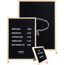 Securit Kreidetafel mit Buchstaben 60x80 cm aus Naturholz und Filz - bestehend aus 360 Buchstaben, Zahlen, Symbolen und einem Wandmontageset