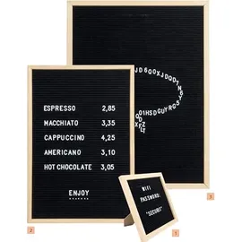 Securit Kreidetafel mit Buchstaben 60x80 cm aus Naturholz und Filz - bestehend aus 360 Buchstaben, Zahlen, Symbolen und einem Wandmontageset