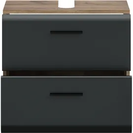 WELLTIME Waschbeckenunterschrank FLORENZ, Breite 60cm, inkl. Siphonausschnitt, mit Türen oder Schüben (1-St., TOPSELLER) hochwertige MDF Front, Griff schwarz, Badschrank, Bad schwarz