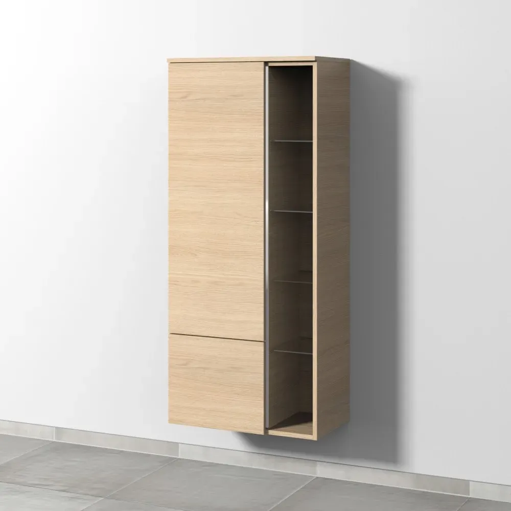 Sanipa 3way Stauraumschrank mit 1 Tür, 1 Auszug und offenen Fächern, Eiche-Nordic BR18248