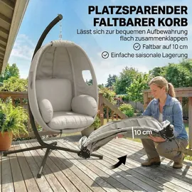 Outsunny Hängesessel oval Hellgrau 1-Sitzer mit Gestell