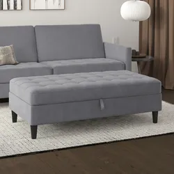 Stauraumhocker DOREL HOME "Presley", grau, B:130cm H:43cm T:69cm, Hocker, Polsterhocker mit Stauraum, frei im Raum stellbar, Sitzhöhe 43 cm