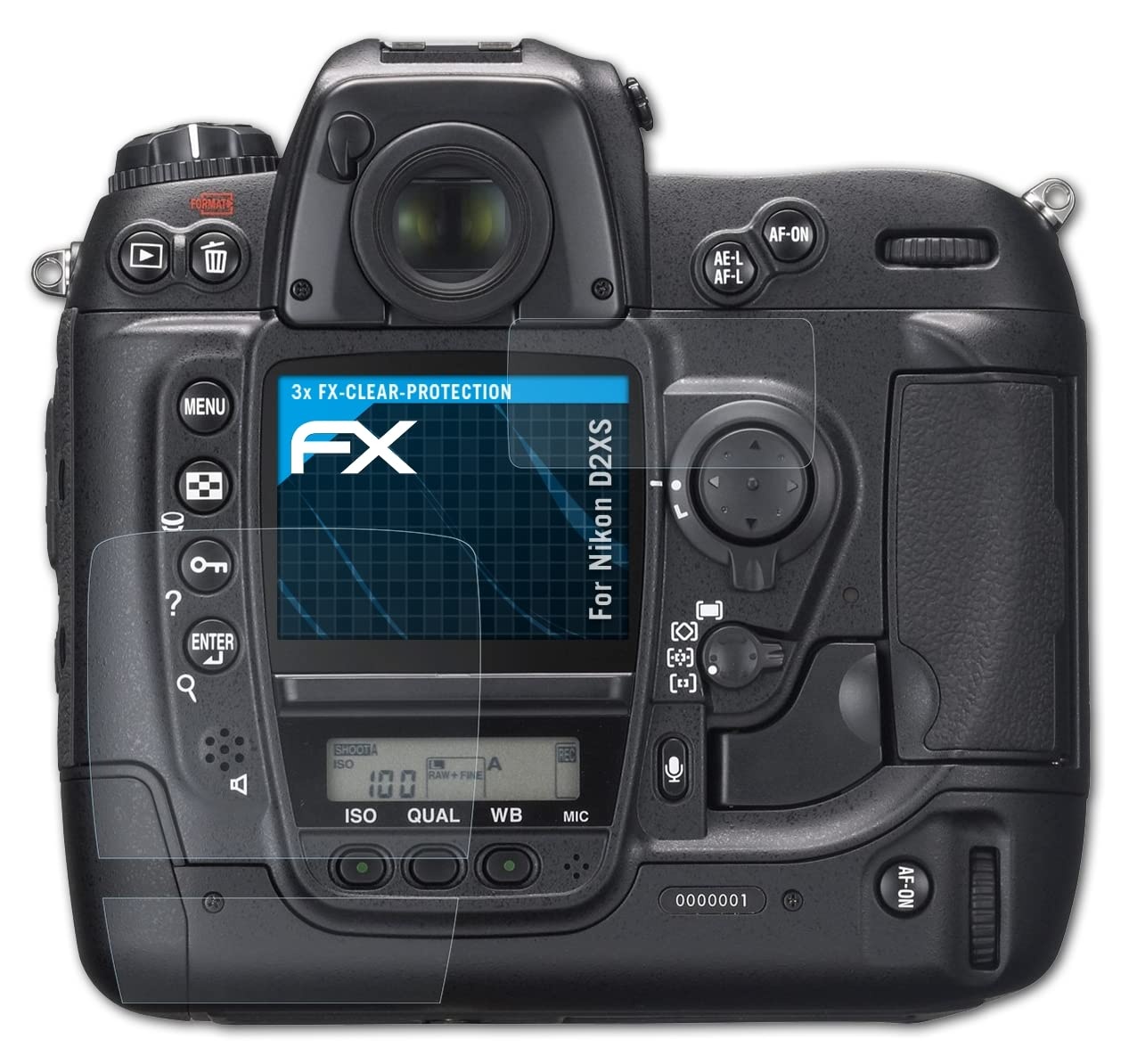 atFoliX Schutzfolie kompatibel mit Nikon D2XS Folie, ultraklare FX Displayschutzfolie (3er Set)