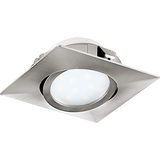 EGLO LED Einbaustrahler Pineda, LED Spot aus Kunststoff, LED Einbauleuchte in Nickel-Matt, Einbaustrahler LED flach und schwenkbar, L x B 8,4 cm