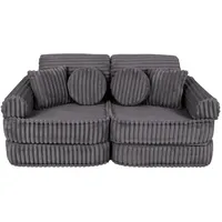 MeowBaby Kindersofa,, Graphit, Textil, 120x25x60 cm, Kinder- & Jugendzimmer, Kindermöbel, Kindersitzmöbel & -tische, Kindersessel & -sofas