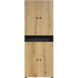 trendteam PureBliss Niklas Hochschrank 70 x 31 x 186 cm Evoke Eiche/Anthrazit Metall