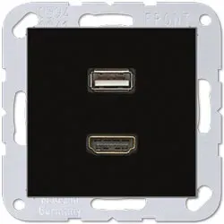 Jung Multimedia-Einsatz HDMI / USB (schwarz)