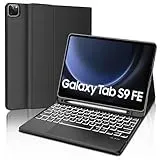 WINCHKING Tastatur Hülle für Samsung Galaxy Tab S10 FE 10.9 Zoll, Kompatibel Samsung Galaxy Tab S9 FE, 7 Farben Beleuchtete, Kabellose Abnehmbare mit Touchpad, QWERTZ Layout (Schwarz)