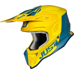 Just1 J18 Pulsar Motocross Helm, blau-gelb, Größe XS für Männer