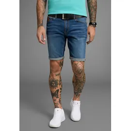 Bruno Banani Jeansshorts BRUNO BANANI "Hutch-Shorts", Herren, Gr. 38, Länge 32, blau, Denim/Jeans, Obermaterial: 98% Baumwolle, 2% Elasthan, unifarben, normal kurz, Jeans Jeansshorts, gerade geschnittene kurze Beine, niedrige Leibhöhe, Topseller