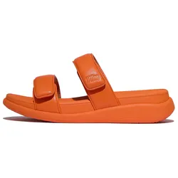 Pantolette FITFLOP "F-MODE GO", Damen, Gr. 39, orange, Lederimitat, unifarben, casual, Schuhe, Plateausandale mit dämpfender MICROWOBBLEBOARD Technologie