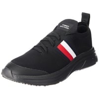 Tommy Hilfiger MODERN RUNNER KNIT STRIPES ESS Runner Sneaker Herren, Schwarz (Black), 42