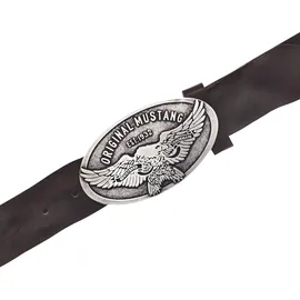 Mustang Koppelgürtel Leder 4 cm Braun 105