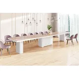 Design Esstisch Tisch HEK-111 Cappuccino / Weiß Hochglanz XXL ausziehbar 180 bis 468 cm - Beige