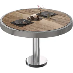 BML | Bistro Loungetisch | Ø:H 80 x 41 cm | Sheesham / Edelstahl