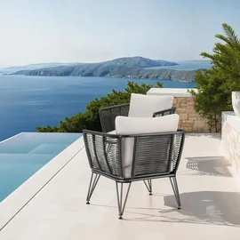 Tectake Garten-Loungesessel Sundo 75,5 x 67 x 71 cm dunkelgrau 4 St.