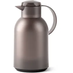 Isolierkanne EMSA "Samba", taupe, transluzent, B:14,4cm H:28cm, Kunststoff, Glas, Kannen, XXL-Modell, zeitloses Design, einfacher Knopfdruck, 24h kalt, 12h warm