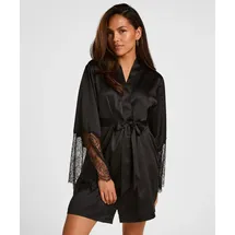 Hunkemöller Bademantel Satin Kimono Schwarz M/L