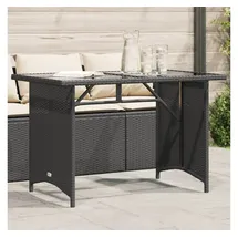 vidaXL Gartentisch mit Glasplatte Schwarz 110x68x70 cm Poly Rattan