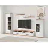 OTTO home Wohnwand Ribe Wohnwand Set-5 St., (Set, 5-St), Glaseinsatz aus gehärtetem Glas,Böden teilweise versetzbar weiß