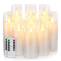 Homemory Weiß Acryl Flammenlose Kerzen, LED-Kerzen, Batteriebetriebene Kerzen mit Fernbedienung und Timer, Gefälschte Elektrische Kerzen, Hochzeit, Home Decor, 9er-Set