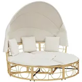 vidaXL Outdoor-Loungebett mit Dach und Kissen Poly Rattan