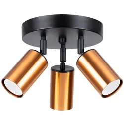 SOLLUX LIGHTING Deckenleuchte "Plafond WINX 3P schwarz/kupfer", bunt (schwarz, kupfer), H: 20cm, Lampen, einstellbarer Lichtstrahl