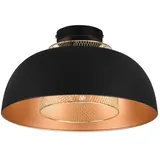 meineWunschleuchte - Led Deckenleuchte Metall Schwarz Gold Mit Drahtgeflecht, Ø 35cm