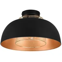 meineWunschleuchte - Led Deckenleuchte Metall Schwarz Gold Mit Drahtgeflecht, Ø 35cm