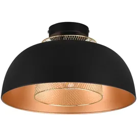 meineWunschleuchte - Led Deckenleuchte Metall Schwarz Gold Mit Drahtgeflecht, Ø 35cm