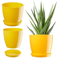 Kadax Blumentopf mit Untersetzer, aus Kunststoff, rund, 12 cm,