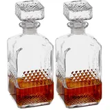 Relaxdays Whisky Karaffe, Glas, Dekanter für Whiskey, Cognac, Rum, Gin, 900 ml, Schnaps Karaffe Heimbar, transparent