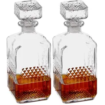Relaxdays Whisky Karaffe, Glas, Dekanter für Whiskey, Cognac, Rum, Gin, 900 ml, Schnaps Karaffe Heimbar, transparent