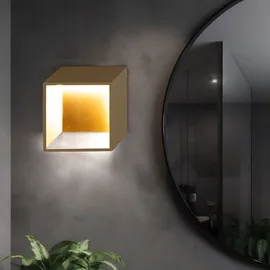 WOFI Wandlampe Innen LED Modern Wohnzimmer Wand LED Lampe Treppenhaus Innen goldfarben, Down Strahler Metall, 5,5w 400lm Warmweiß, Lxbxh 25x9,2x25 cm, Wofi 4416.01.15.8000