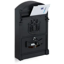 Relaxdays Briefkasten antik schwarz
