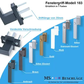 MS Beschläge Fenstergriff mit Druckknopf Kinderschutz Rasterolive Kindersicherung Fensterbeschlag Gold