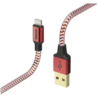 Hama Reflective, Lightning/USB-A 1.5m Rot