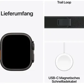 Apple Watch Ultra 2 GPS + Cellular 49 mm Titangehäuse schwarz, Trail Loop schwarz M/L