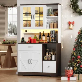 Okwish Buffetschrank 105 x 40 x 185 cm Natur/Weiß