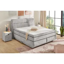 Jockenhöfer Boxspringbett JOCKENHÖFER GRUPPE "Queen, inklusive Strauraum/Bettkasten", grau (hellgrau 460, 39), B:195cm L:230cm, Bezug Bett: Chenille (100% Polyester);Topper und Matratzenspiegel: 100% Polyester, Komplettbetten, Boxspringbett, 7-Zonen-TTFK-Matratze,