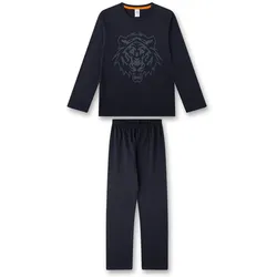 Sanetta Jungen Schlafanzug - Teens, lang, Nachtwäsche, Pyjama, Baumwolle Dunkelblau 140