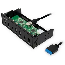 Logilink UA0342 - 5,25" USB 3.0 Hub (7-Port) mit Schnellladeport und Datenübertragungsraten bis zu 5 GBit/s