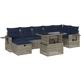 vidaXL Gartensofa-Set 8-tlg. grau Polyrattan