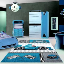 Kinderteppich AYYILDIZ TEPPICHE "Kids 460", blau, B:200cm H:12mm L:290cm, Kunstfaser, Teppiche, Kurzflor, Motiv Rennwagen, Auto, Spielteppich