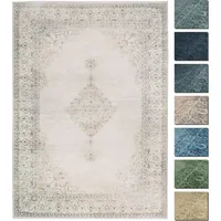 tesso living Kelim Vintage Teppich Wohnzimmer Sand 195 X 280 cm, Moderner Kurzflor Teppich Super Soft