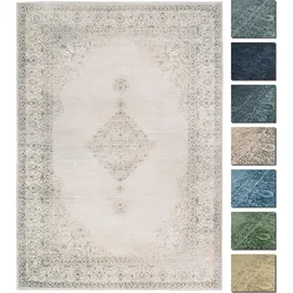 tesso living Kelim Vintage Teppich Wohnzimmer Sand 195 X 280 cm, Moderner Kurzflor Teppich Super Soft