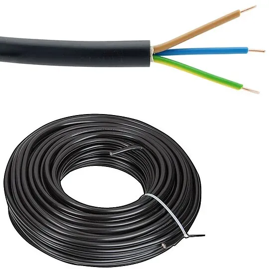 Erdleitung / Starkstromkabel 0,6/1kV NYY-J 3 x 1,5 mm2 - Farbe schwarz - Rolle je 50 m ** 1m/1,12 EUR
