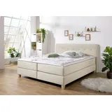 Home Affaire Boxspringbett »Fargo«, inkl. Topper, in 3 Matratzenarten, in Samt- oder Strukturstoff beige